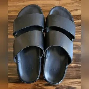 FEIT | Shoes | Feit Double Stap Black Leather Sandals | Poshmark display picture 1